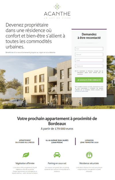 Landing page immobilier